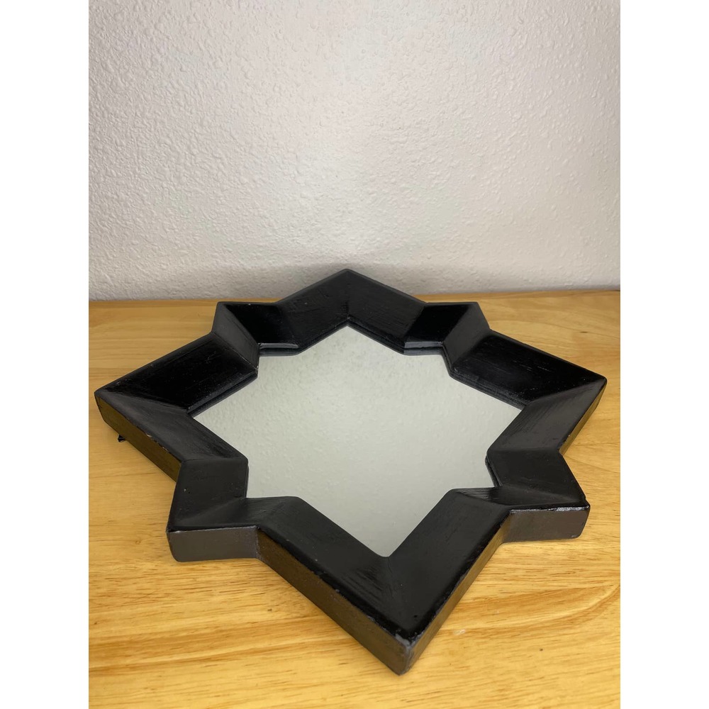 Boho Black Wooden Framed 8 Point Mirror- 12.5 Inch - Picture 4 of 6